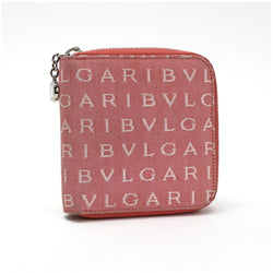 Bvlgari Mania Round Bi-Fold Wallet Pink Canvas x Leather BVLGARI Ladies