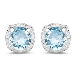 1.90 Carat Genuine Blue Topaz .925 Sterling Silver Earrings