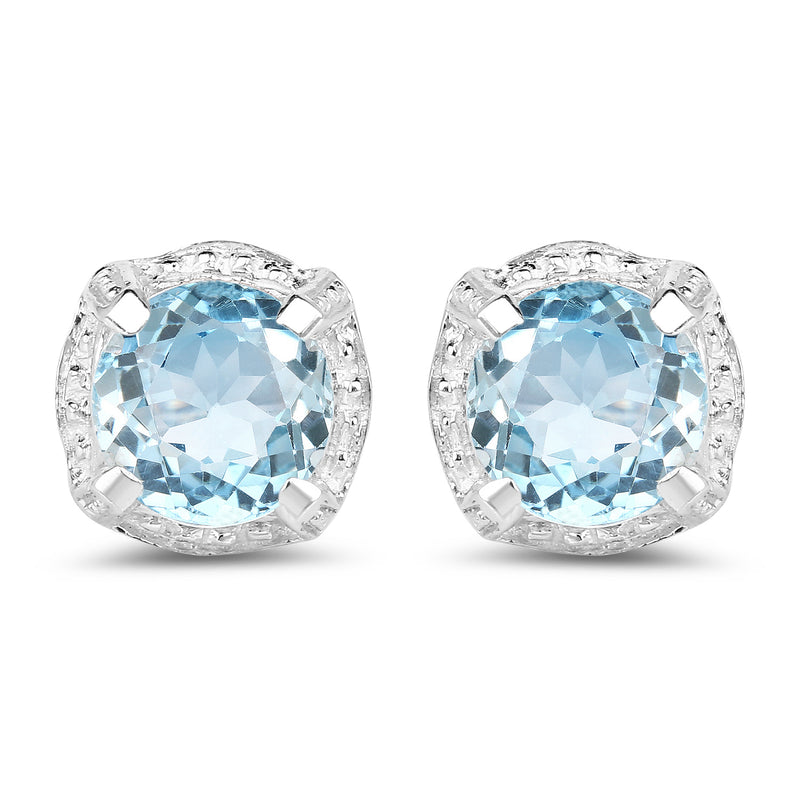 1.90 Carat Genuine Blue Topaz .925 Sterling Silver Earrings