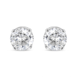 14K White Gold 0.21 Cttw Round Brilliant-Cut Near Colorless Diamond Classic 4-Prong Stud Earrings (H-I Color, I1-I2 Clarity)