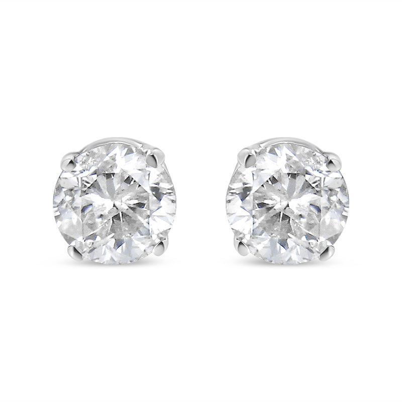 14K White Gold 0.21 Cttw Round Brilliant-Cut Near Colorless Diamond Classic 4-Prong Stud Earrings (H-I Color, I1-I2 Clarity)