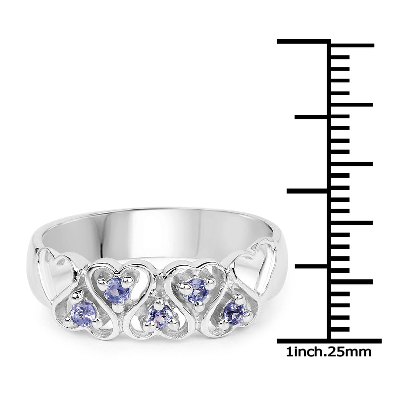 0.18 Carat Genuine Tanzanite .925 Sterling Silver Ring