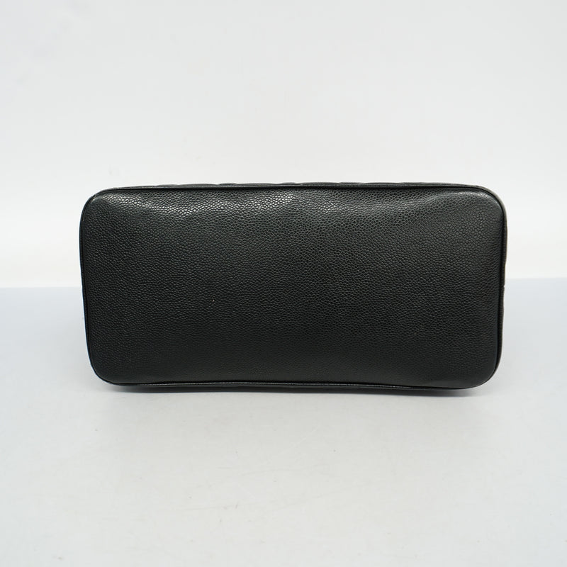 Auth Chanel Reprint Tote Womens Caviar Leather HandbagTote Bag Black