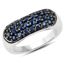 0.99 Carat Genuine Blue Sapphire .925 Sterling Silver Ring