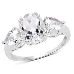 3.90 Carat Genuine Crystal Quartz .925 Sterling Silver Ring