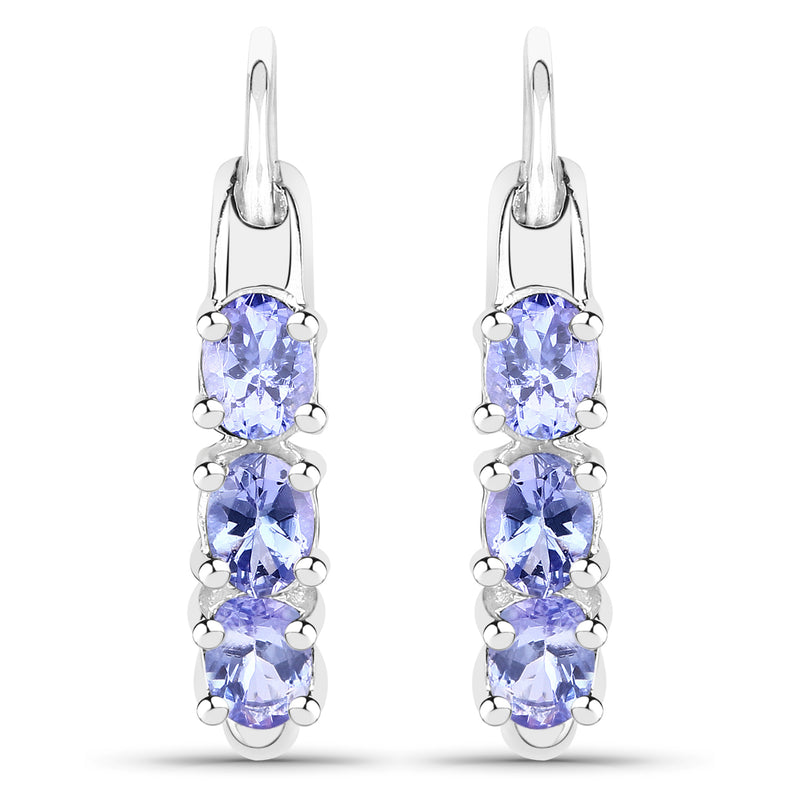 1.02 Carat Genuine Tanzanite .925 Sterling Silver Earrings