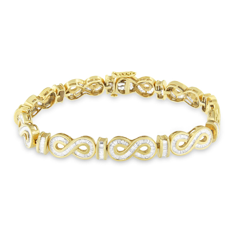 14K Yellow Gold Baguette-Cut Diamond Bracelet (4.00 cttw, G-H Color, SI1-SI2 Clarity)