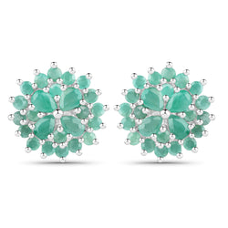 2.32 Carat Genuine Emerald .925 Sterling Silver Earrings