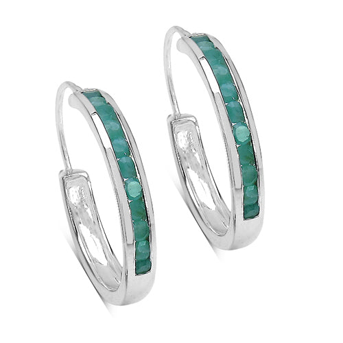 1.10 Carat Genuine Emerald Sterling Silver Earrings