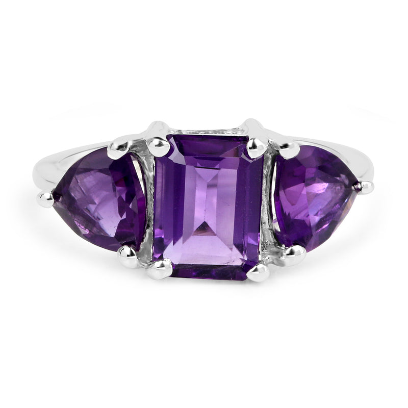 3.00 Carat Genuine Amethyst .925 Sterling Silver Ring