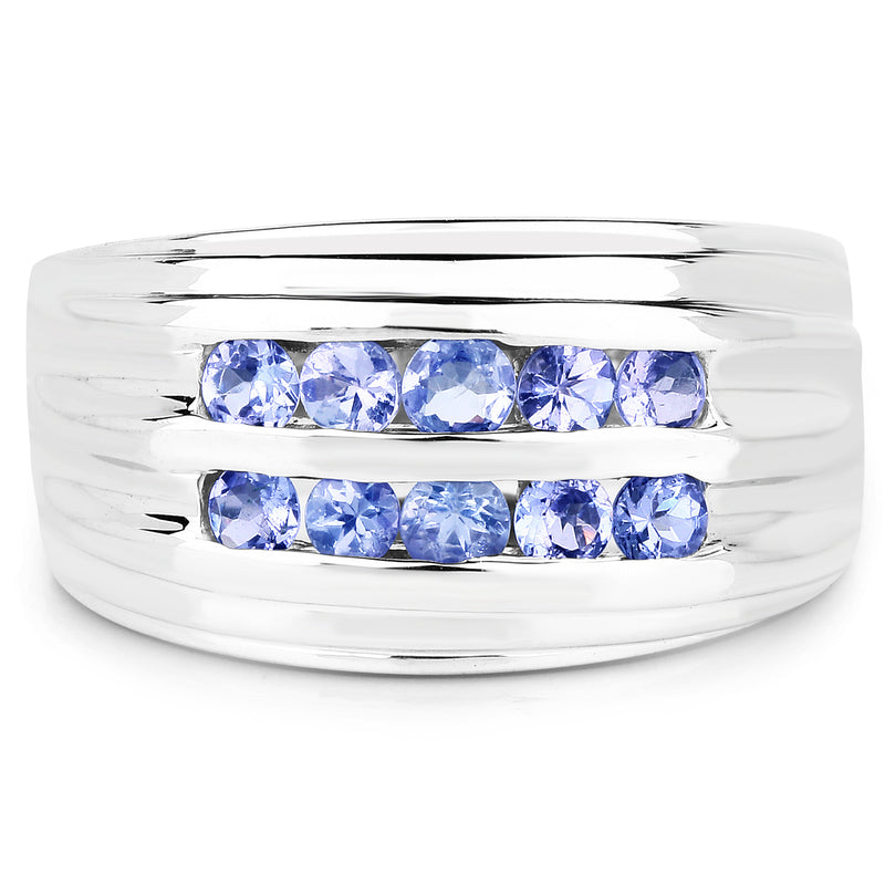 0.80 Carat Genuine Tanzanite .925 Sterling Silver Ring