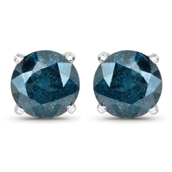 2.21 Carat Genuine Blue Diamond 14K White Gold Earrings