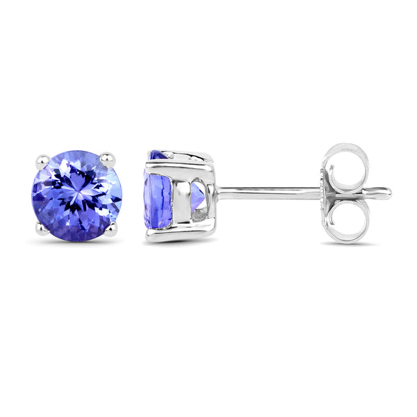 1.43 Carat Genuine Tanzanite 14K White Gold Earrings