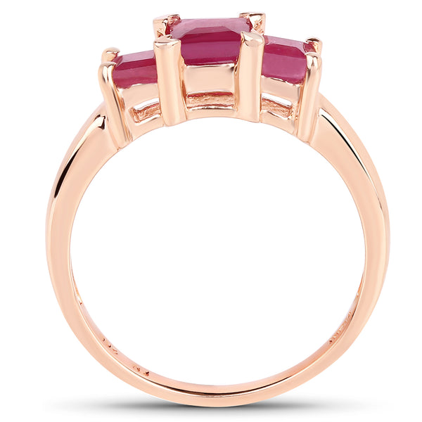 14K Rose Gold Plated 1.32 Carat Glass Filled Ruby .925 Sterling Silver Ring