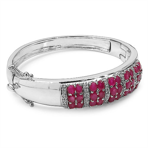 6.65 Carat Genuine Ruby and White Topaz .925 Sterling Silver Bracelet