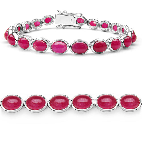 26.40 Carat Genuine Ruby .925 Sterling Silver Bracelet