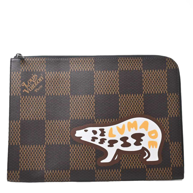Louis Vuitton Damier Giant Pochette Jules Clutch Bag Bear NIGO Brown PVC Leather