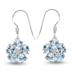 5.08 Carat Genuine Blue Topaz and White Topaz .925 Sterling Silver Earrings