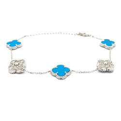 Turquoise Cubic Zirconia Bracelet Sterling Silver