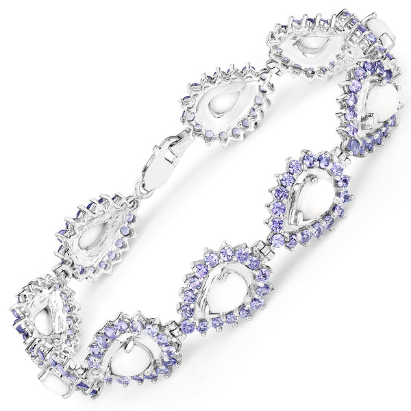 10.40 Carat Genuine Opal & Tanzanite .925 Sterling Silver Bracelet