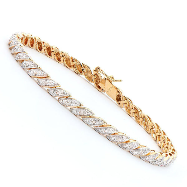 0.18 TW CTS DIAMONDS 18K GOLD PLATED DESIGNER BRACELET SIZE 8 INCHES