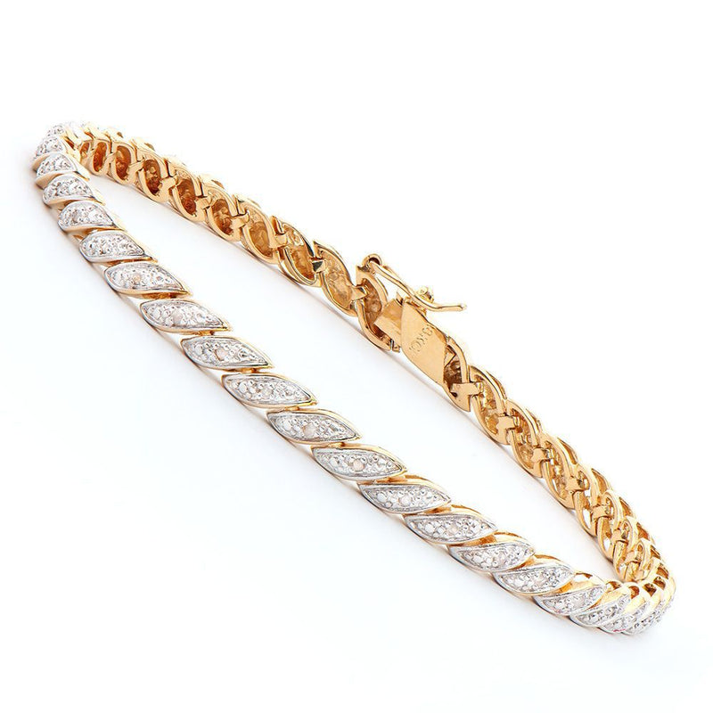 0.18 TW CTS DIAMONDS 18K GOLD PLATED DESIGNER BRACELET SIZE 8 INCHES