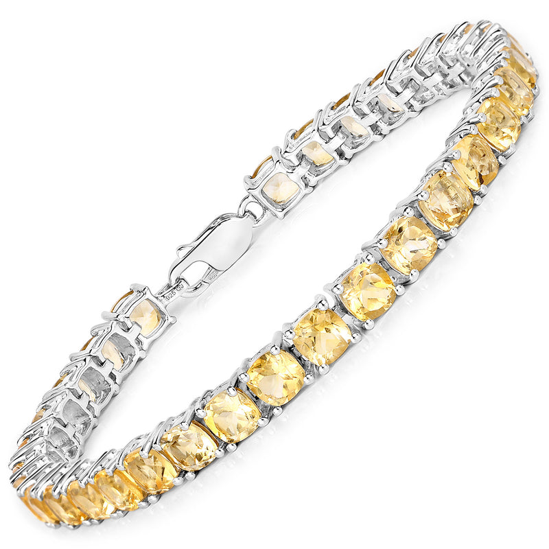 17.60 Carat Genuine Citrine .925 Sterling Silver Bracelet