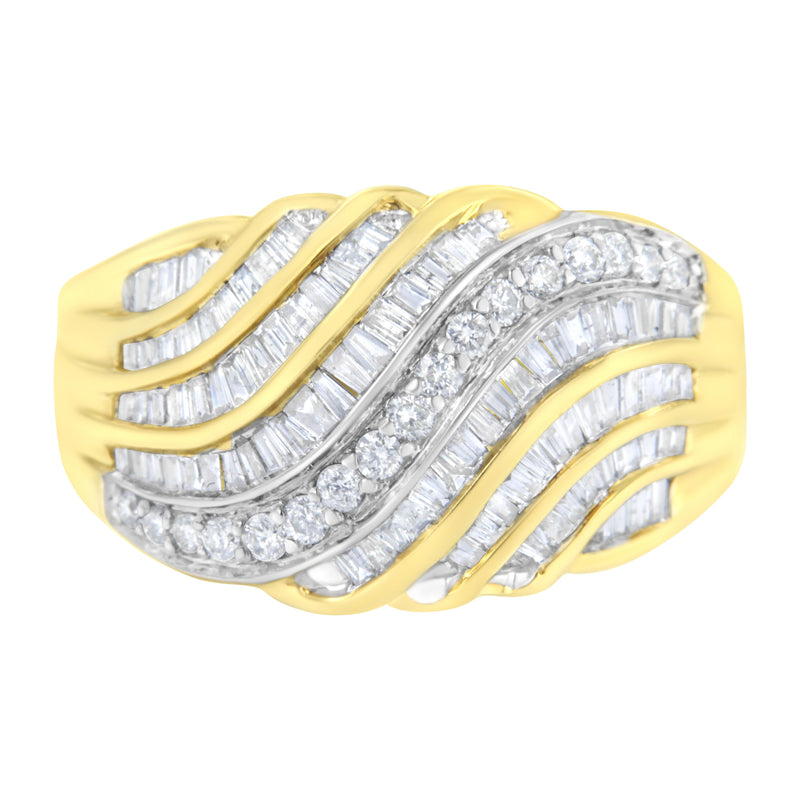 14K Yellow and White Gold 1 ct TDW Diamond Bypass Ring (H-ISI1-SI2)
