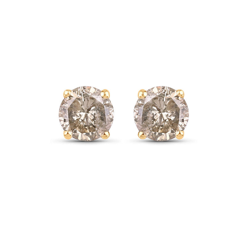 0.41 Carat Genuine TTLB Diamond 14K Yellow Gold Earrings