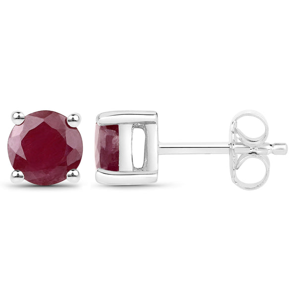 2.00 Carat Genuine Ruby .925 Sterling Silver Earrings