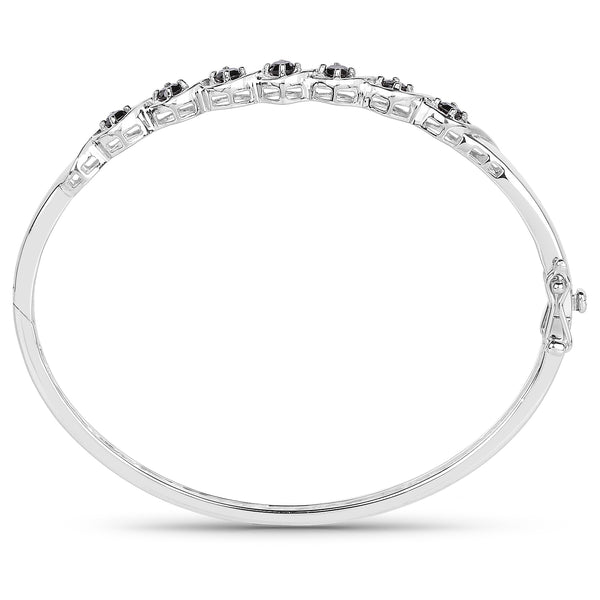 1.03 Carat Genuine Black Diamond .925 Sterling Silver Bangle