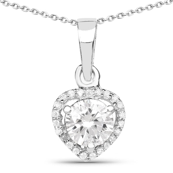 1.52 Carat Genuine White Cubic Zirconia .925 Sterling Silver Pendant