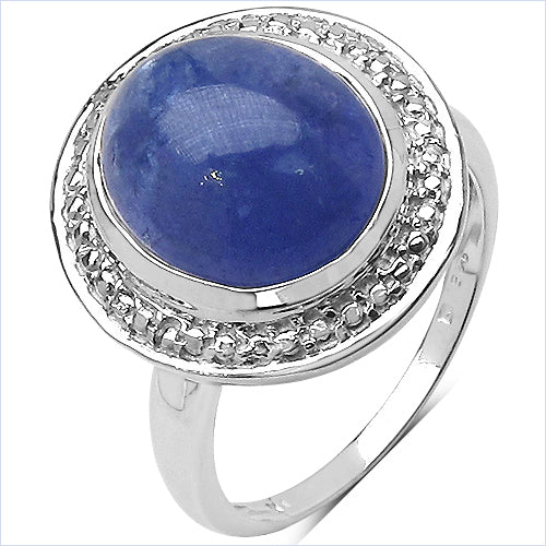 7.10 Carat Genuine Tanzanite .925 Sterling Silver Ring