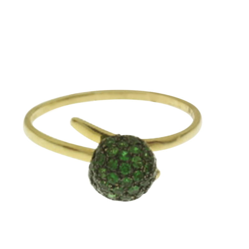 0.65ct Studded Tsavorite Solid 18k Yellow Gold Ring Women Handmade Jewelry
