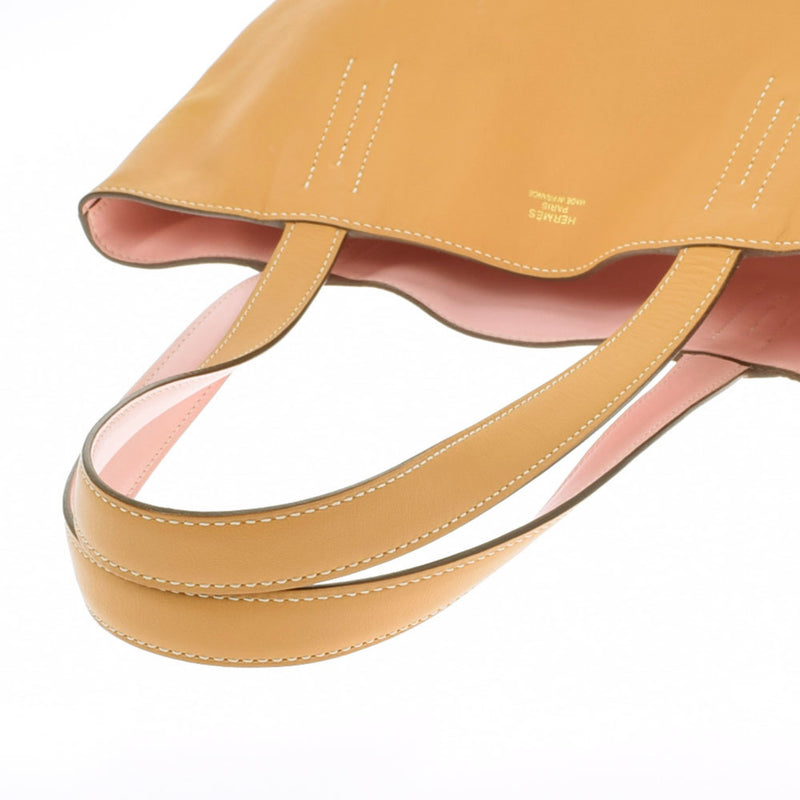 HERMES Hermes Double Sense 36 Reversible Curry / Rose Sakura X Engraved (around 2016) Unisex Vosikkim Tote Bag