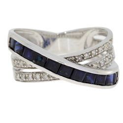 Natural .49ct Sapphire Diamond Ring 10KT White Gold