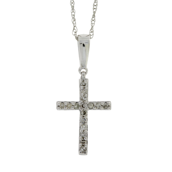 .07ct Diamond Cross Religious Pendant 10KT White Gold