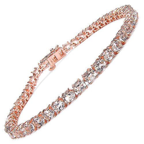 14K Rose Gold Plated 6.60 Carat Genuine Morganite .925 Sterling Silver Bracelet