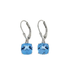 Natural Blue Topaz Dangle Earrings Sterling Silver