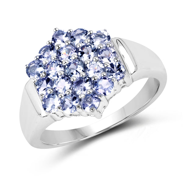 1.33 Carat Genuine Tanzanite .925 Sterling Silver Ring