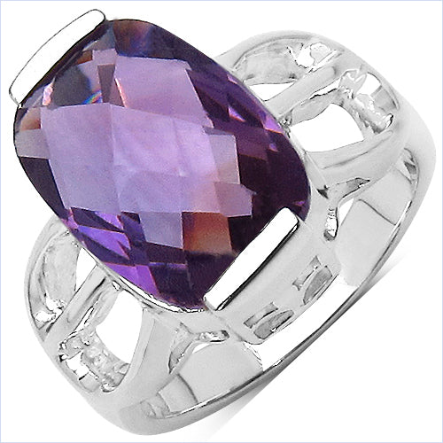 6.50 Carat Genuine Amethyst .925 Sterling Silver Ring