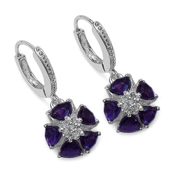 3.14 Carat Genuine Amethyst .925 Sterling Silver Earrings