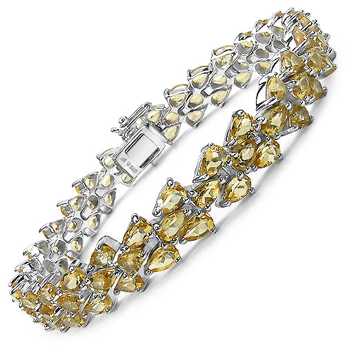 18.26 Carat Genuine Citrine .925 Sterling Silver Bracelet