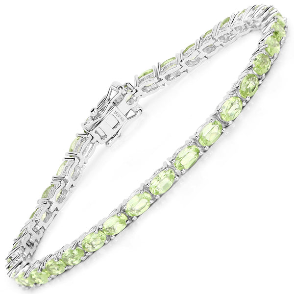 8.28 Carat Genuine Peridot .925 Sterling Silver Bracelet