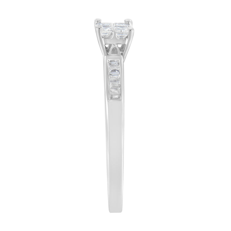 18K White Gold 1/2ct TDW Princess and Baguette Diamond  Ring (H-IVS1-VS2)