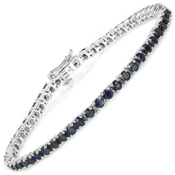 6.72 Carat Genuine Blue Sapphire .925 Sterling Silver Bracelet