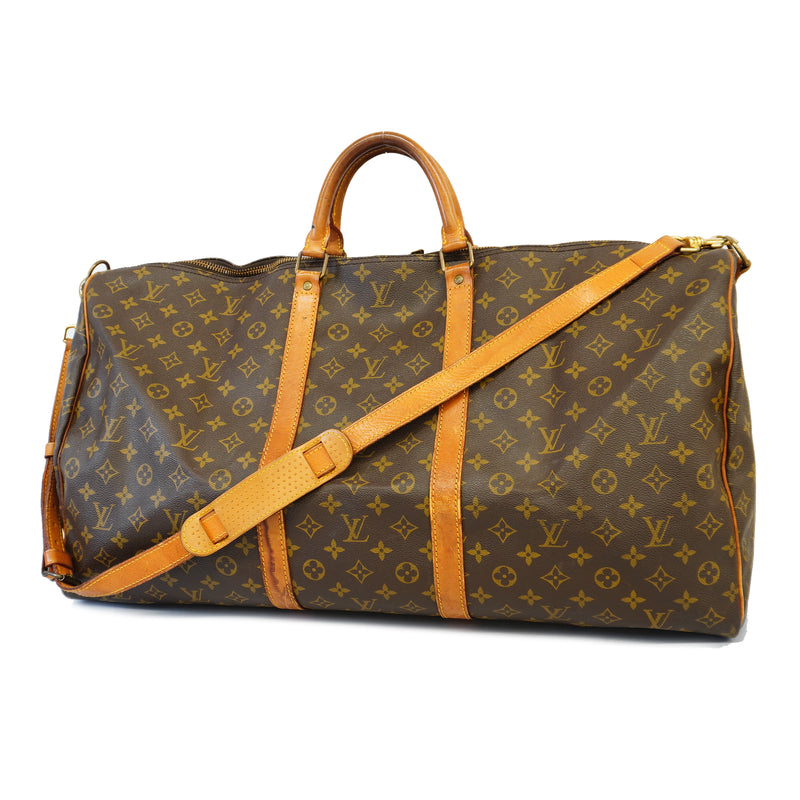 Auth Louis Vuitton Boston Bag Monogram Keepall Bandolier 60 M41412 Unisex