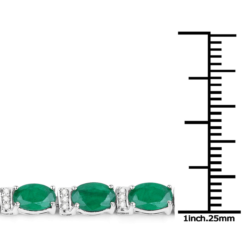 9.94 Carat Genuine Zambian Emerald and White Diamond 14K White Gold Bracelet