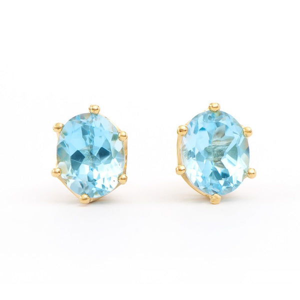 5.50 TW CTS BLUE TOPAZ 18K GOLD PLATED DESIGNER EAR-RINGS