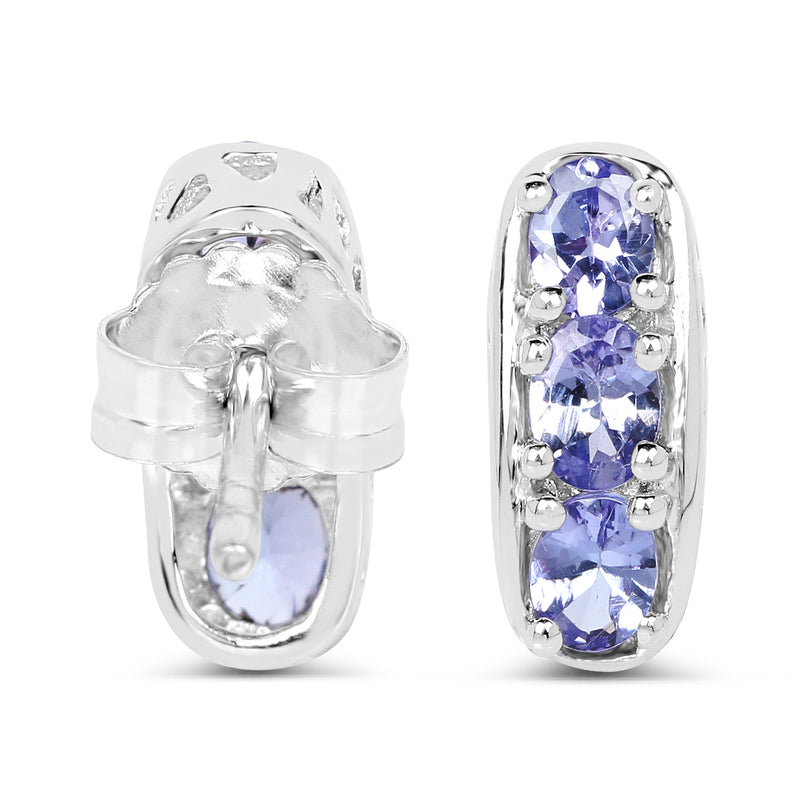 1.02 Carat Genuine Tanzanite Sterling Silver Earrings